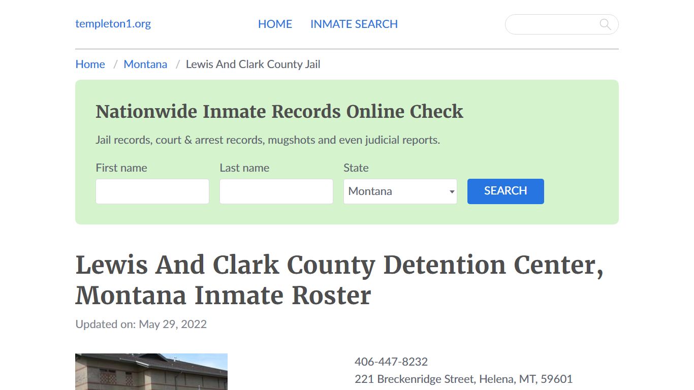 Lewis And Clark County Detention Center, Montana Inmate Booking